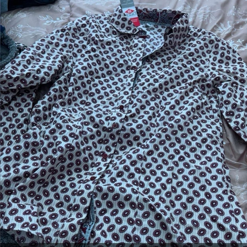 Cinch Women's Button Down Shirt - White and Brown